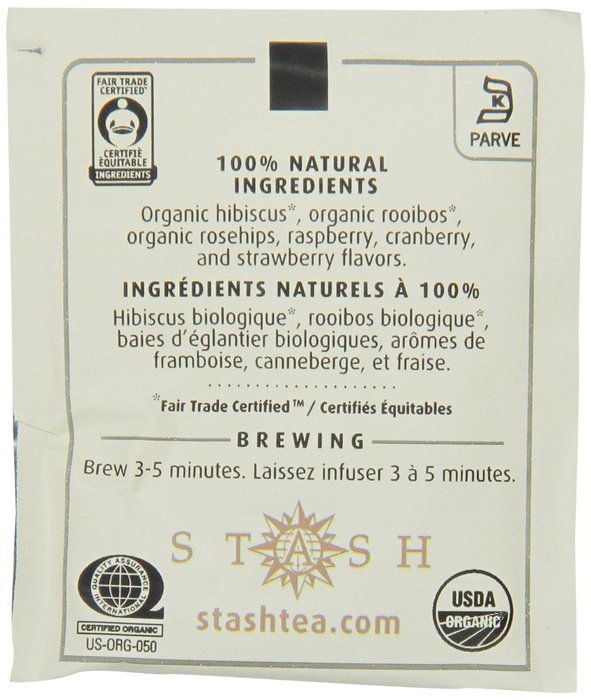 Stash Tea Organic Herbal Tea Bags in Foil, Very Berry, 100 Count