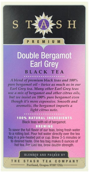 Stash Double Bergamot Earl Grey Black Tea, Tea bags, 18 ct N3