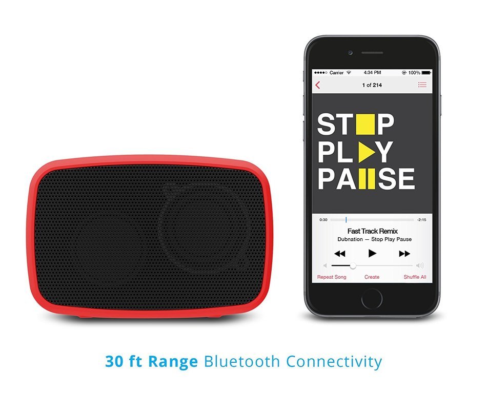Ematic ESQ206RD RuggedLife Water Resistant Bluetooth Speaker with Speakerphone for iPhone, iPad, iPod, Android... N7