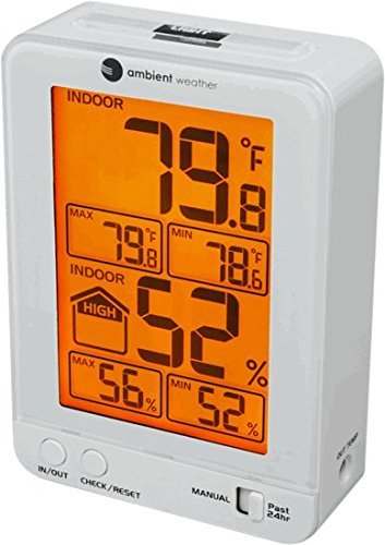 Ambient Weather WS-2063-W Indoor Temperature and Humidity Monitor with Backlight N3