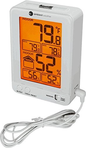 Ambient Weather WS-2063-W Indoor Temperature and Humidity Monitor with Backlight N4