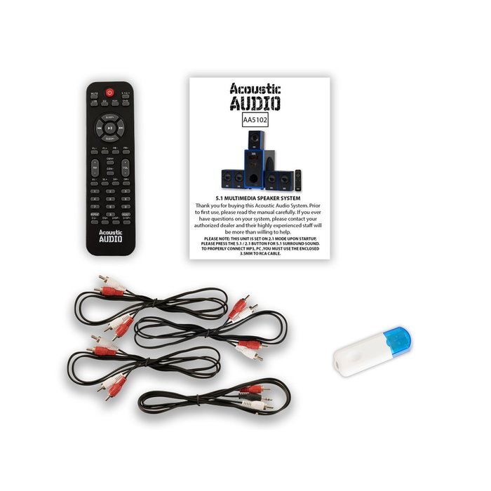 Acoustic Audio AA5102 Home Theater 5.1 Speaker System with USB Bluetooth Surround Sound
