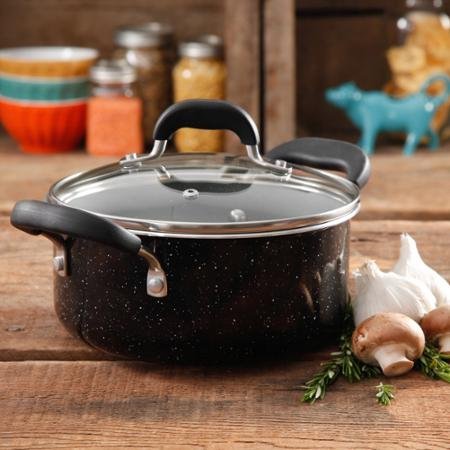 The Pioneer Woman Vintage Speckle 3-Quart Soup/Chili Casserole with Lid, Black N5