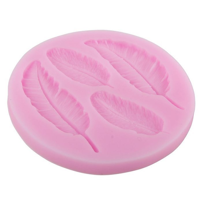 Generic 4 Cavity 3D Feather Shape Silicone Cake Mold Candy Jelly Fondant Making Mold Tools Random Color N2