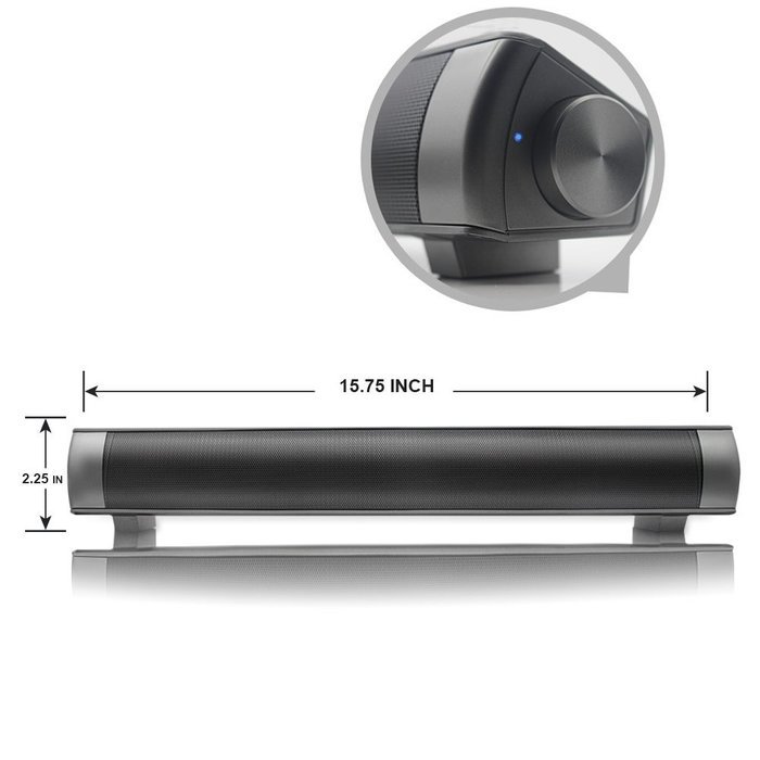 Elecsoul 10W (5Wx2) 3.0 USB Wireless Bluetooth Soundbar with Passive Radiators Support, 3.5 AUX and TF Card -...