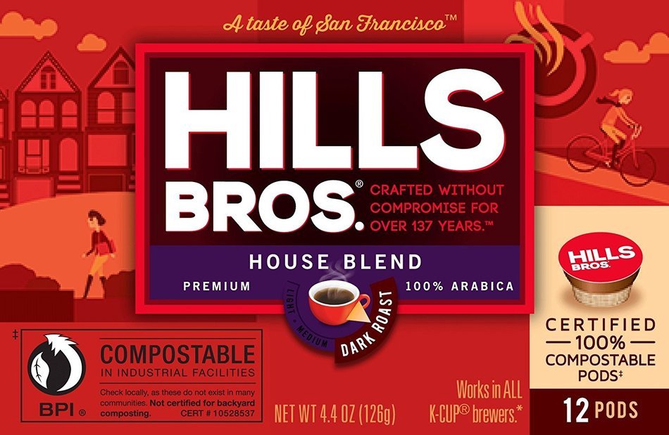Hills Bros Coffee Gourmet Medium Roast, 12 Compostable Single Serve Cups, 3.8 Ounce N6