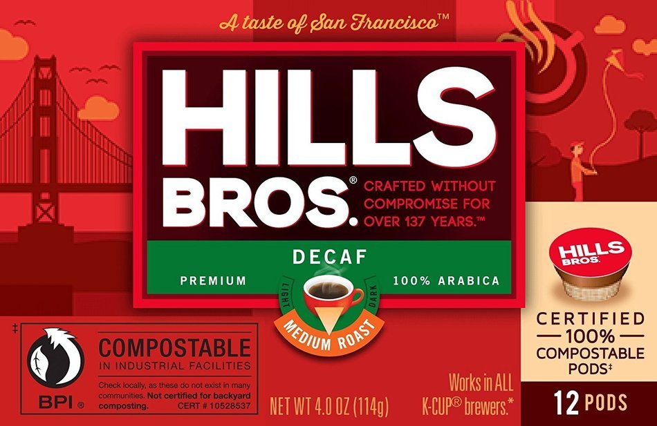 Hills Bros Coffee Gourmet Medium Roast, 12 Compostable Single Serve Cups, 3.8 Ounce N8