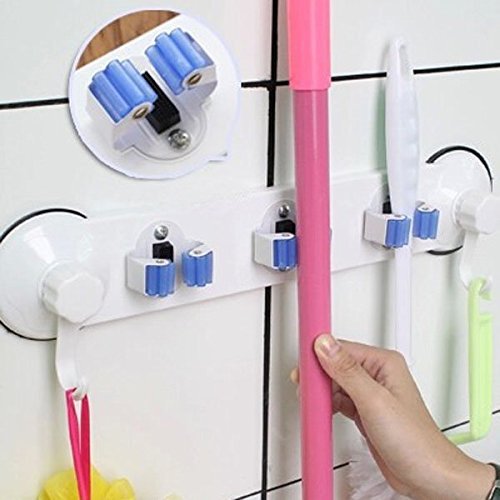 Asdomo Wall Mounted Mop Broom Holder Mop Rack Storage Solutions For Broom Holders Hook Bathroom