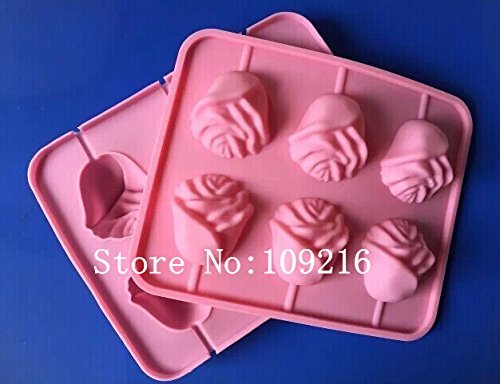 Creativemoldstore 1set New style 8-Lollipop 3D Rose (HY1-205) Silicone Cake/Chocolate/Jelly/Pudding/Ice/Candy... N2