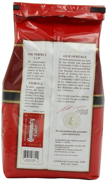 Community Coffee Ground Coffee, Dark Roast, 32-Ounce Bags (Pack of 2)