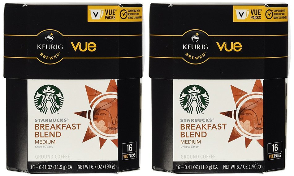 Starbucks Breakfast Blend Medium Roast Coffee Keurig Vue Portion Packs, 32 Count N3
