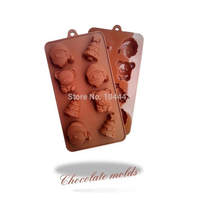 Food Grade Santa Claus, Christmas Trees Shape Silicone Chocolate Mold / Cake Mold / Cookie Mould N2