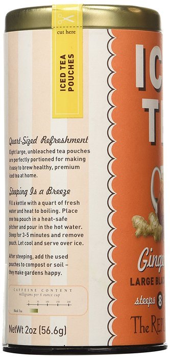 The Republic Of Tea Ginger Peach Black Iced Tea, 8 Large Iced Tea Pouches / 8 Quarts, Award-Winning Premium Black... N8