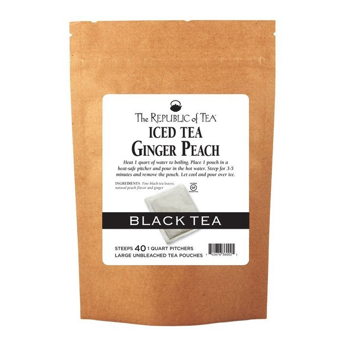 The Republic Of Tea Ginger Peach Black Iced Tea, 8 Large Iced Tea Pouches / 8 Quarts, Award-Winning Premium Black... N9