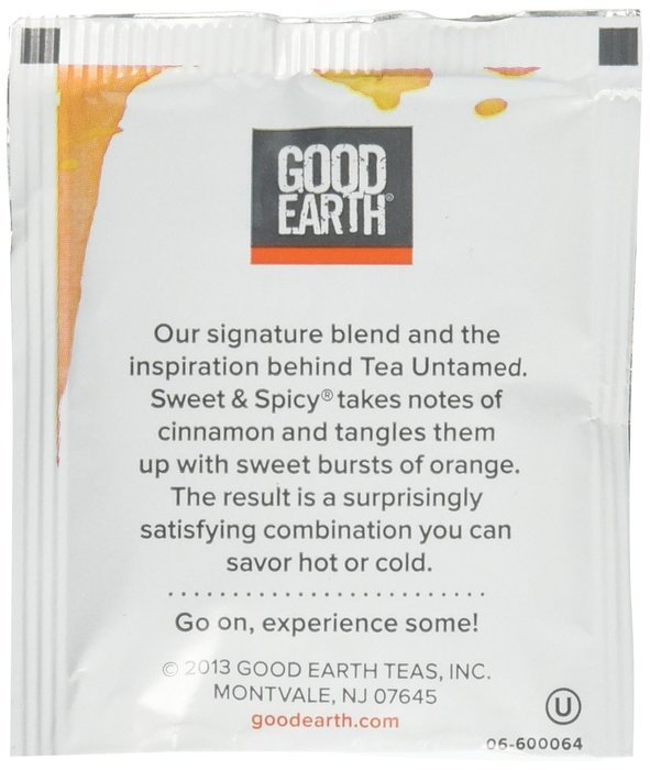 Good Earth Sweet & Spicy Herbal & Black Tea, 18 Tea bags N2