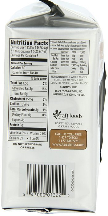 Tassimo Gevalia Cappuccino, 8 Servings, 16 Count T-Discs, (8 Espresso + 8 Milk Creamers) N4