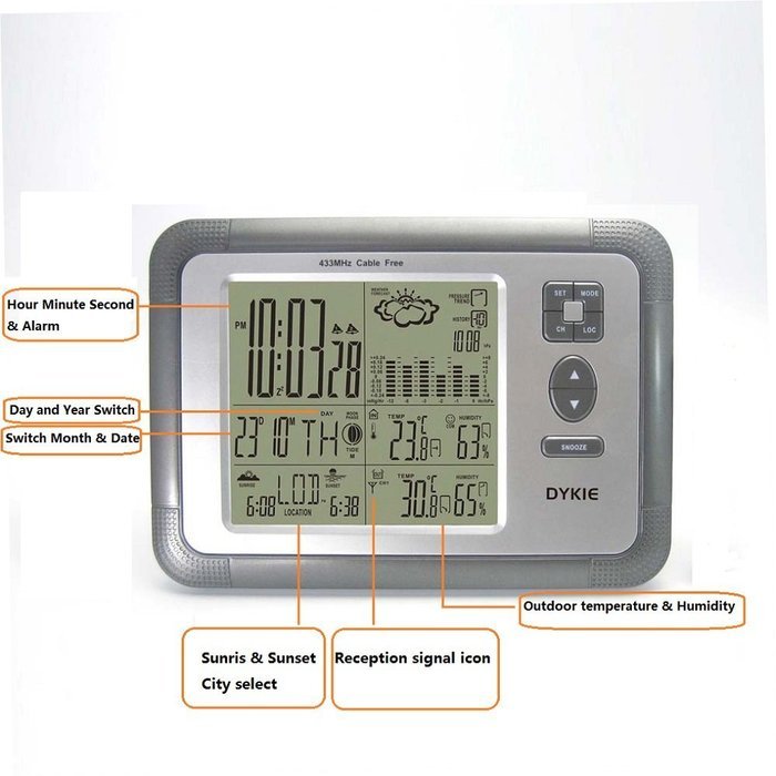 DYKIE RS8719NP5 Advanced Wireless Barometer Station with Weather Forecaster, Moon Phase, Indoor Outdoor Temperature... N2