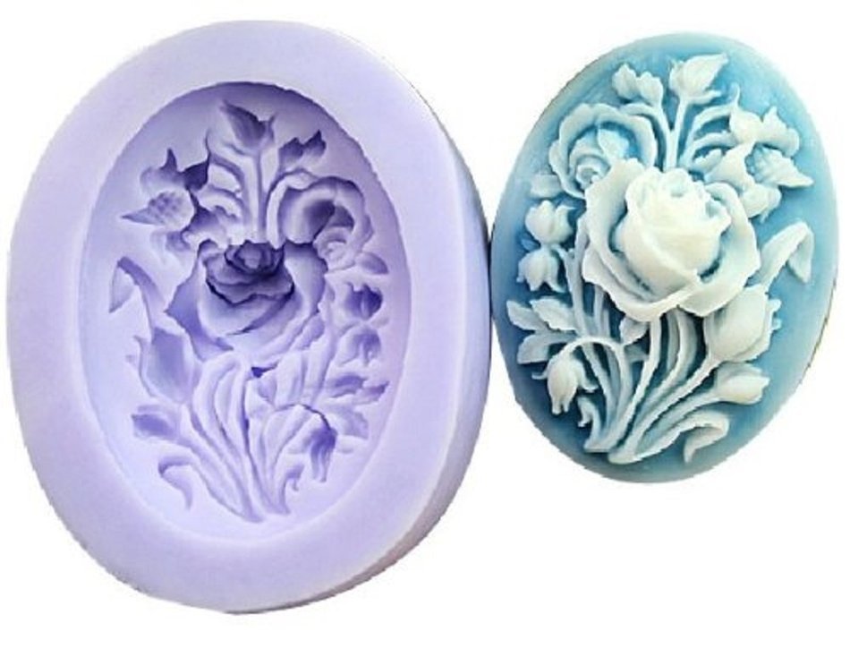 ETHAHE 3.9x2.9x1cm Random Color Flower Shape Silicone Cake Molding Fondant Tool