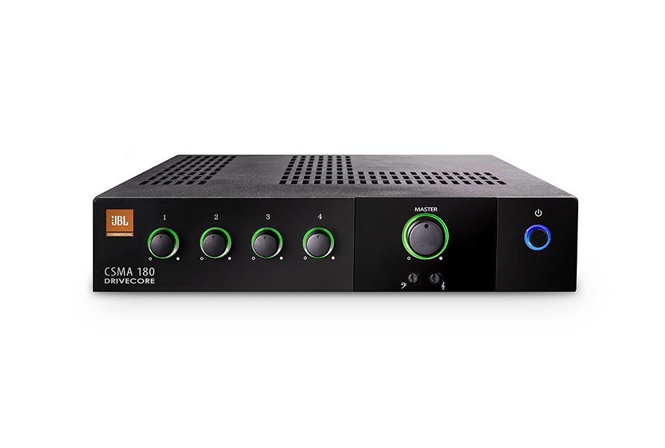 Complete Restaurant Sound System Package with 4 JBL Control 23-1 Wall Mount Loudspeakers, Mixer Amplifier, and...