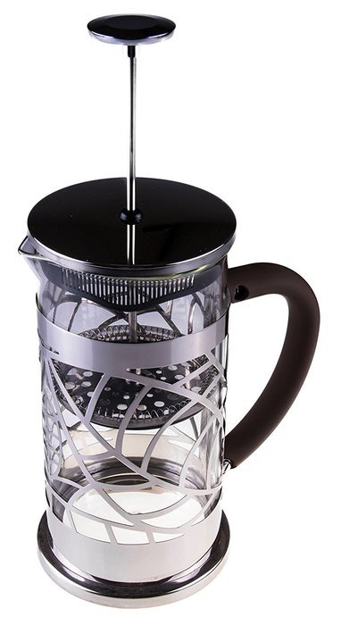 Gourmet 4 Cup French Press - Stainless Steel and Glass with Leaf Pattern