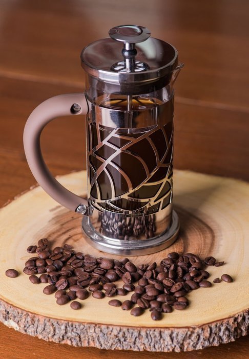 Gourmet 4 Cup French Press - Stainless Steel and Glass with Leaf Pattern N2