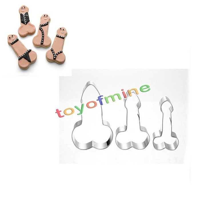 3Pcs Stainless Steel Penis Cookies Cutter Baking Biscuit Fondant Cake Mold Set N3