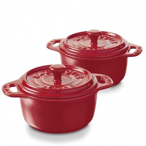 Staub Ceramic 4 inch Mini Round Cocotte, Set of Two, Rouge