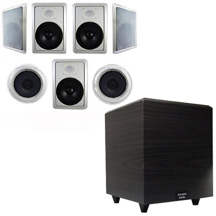 Acoustic Audio HT-87 In-Wall/Ceiling 7.1 Home Theater 8" Speakers and 12" Powered Sub HT-87-PS12