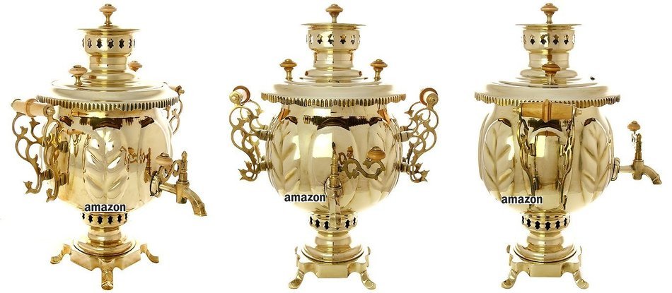Wood and Coal Samovar. Russian National Traditions. Best Tea Kettle Pot. (5 Liter, Popular) N3