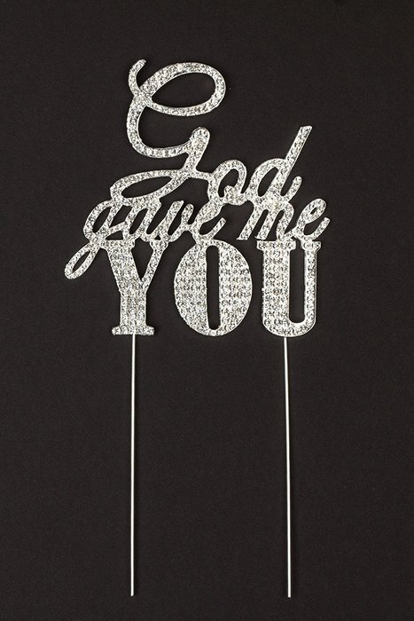 God Gave Me You Wedding Cake Topper, Silver Religious Christian Party Decoration