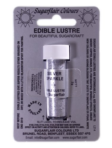 Sugarflair SILVER SPARKLE Edible Lustre Dust Powder - Cake decorating shimmer