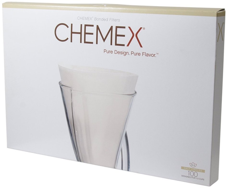 Chemex FP-2 Bonded Unfolded 13 inch Half Moon Circle Coffee Filters (100 Filters) with Free FOXGALLERY Coffee...