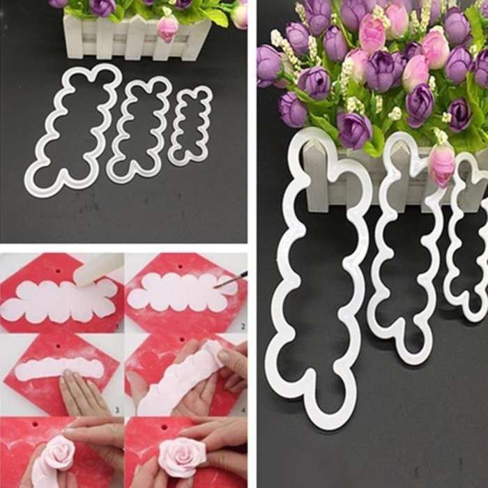 Matoen(TM) 3PC One-Piece Plastic Mold Roses Cookie mold DIY Decorative N2