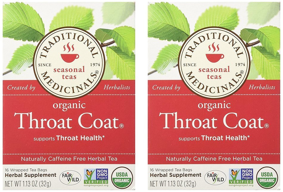 Traditional Medicinals Organic Throat Coat- Caffeine Free- 2 Pack (Total of 32 Tea Bags) N3