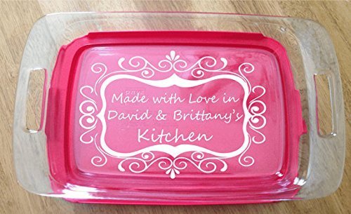 Personalized Pyrex Dish 7 X 11 Made with Love Gift Wedding Anniversary W/lid