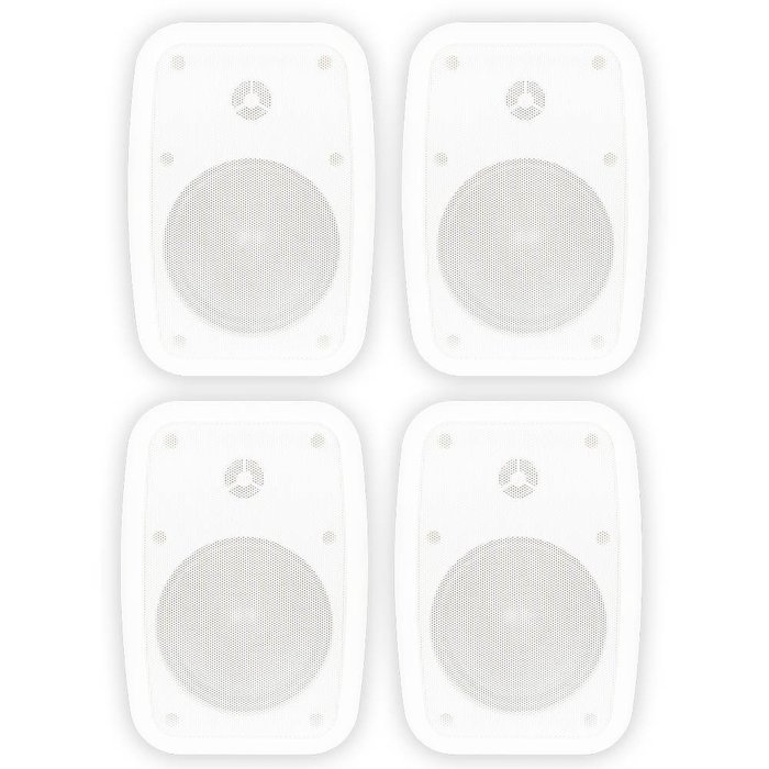 Theater Solutions TS525ODW Indoor or Outdoor Speakers Weatherproof Mountable White 2 Pair Pack