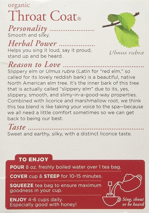 Traditional Medicinals Organic Throat Coat- Caffeine Free- 2 Pack (Total of 32 Tea Bags) N4