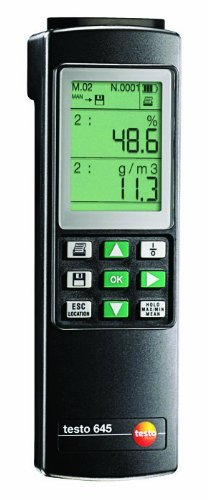 Testo 0560 6450 ABS Professional Humidity and Temperature Meter, Alkali Manganese Battery, LCD Display