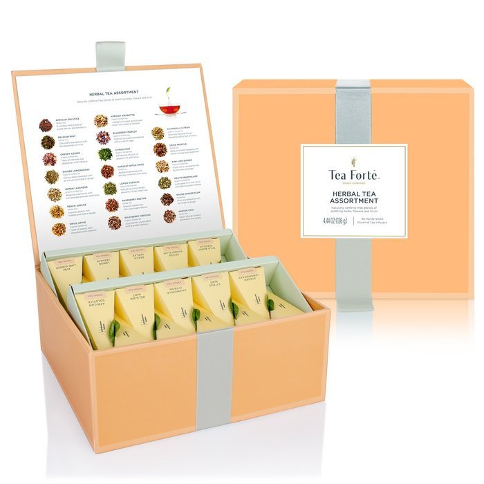 Tea Fort&eacute; Tea Chest Herbal Tea Tasting Assortment with 40 Handcrafted Pyramid Tea Infusers - Chamomile, Chai,... N6