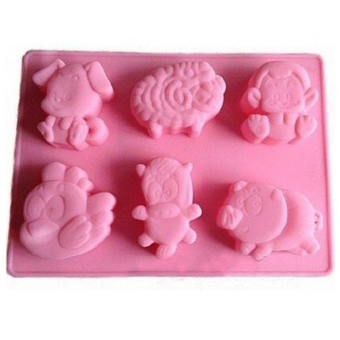 Wocuz 6 Kinds Of Farm Animals Silicone Mold, Chocolate Mold, Jelly Mold, Mousse Mold,Pudding soap mold, mousse...