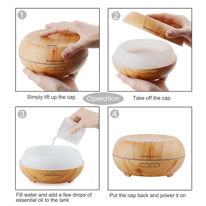 InnoGear 200ml Aromatherapy Essential Oil Diffuser, Wood Grain N4