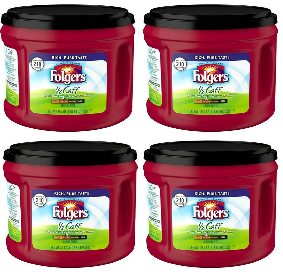 Folgers 1/2 Caff Ground Coffee, 25.4 oz N6