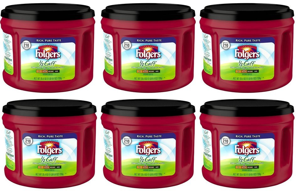 Folgers 1/2 Caff Ground Coffee, 25.4 oz N7