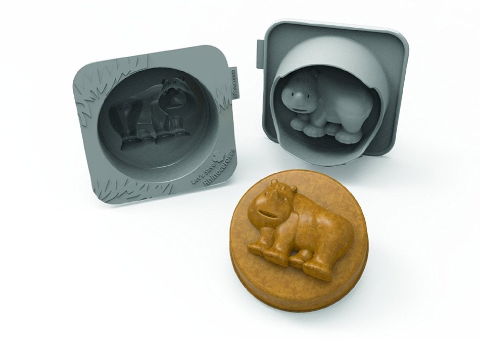 Siliconezone 4.3" Non-Stick Silicone Rhinoceros Mini Cake Mold, Grey N13