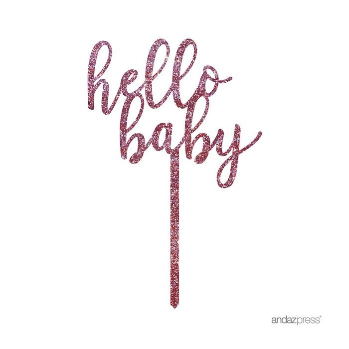 Andaz Press Baby Shower Acrylic Cake Toppers, Gold Glitter, Oh Baby, 1-Pack, Nautical Ocean Themed Party Decor... N6
