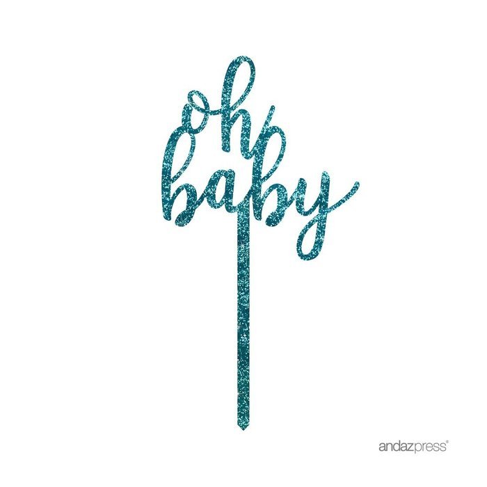 Andaz Press Baby Shower Acrylic Cake Toppers, Gold Glitter, Oh Baby, 1-Pack, Nautical Ocean Themed Party Decor... N11