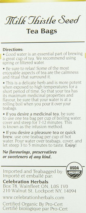 Celebration Herbals Milk Thistle Seed Herbal Tea -- 24 Tea Bags N5