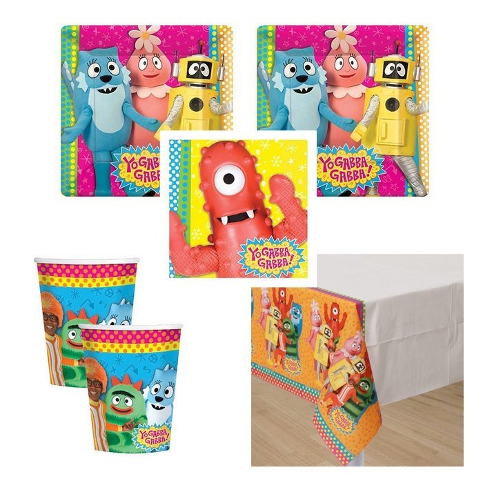 Yo Gabba Gabba Party Pack, 16 guests, cake plates, napkins, cups ...