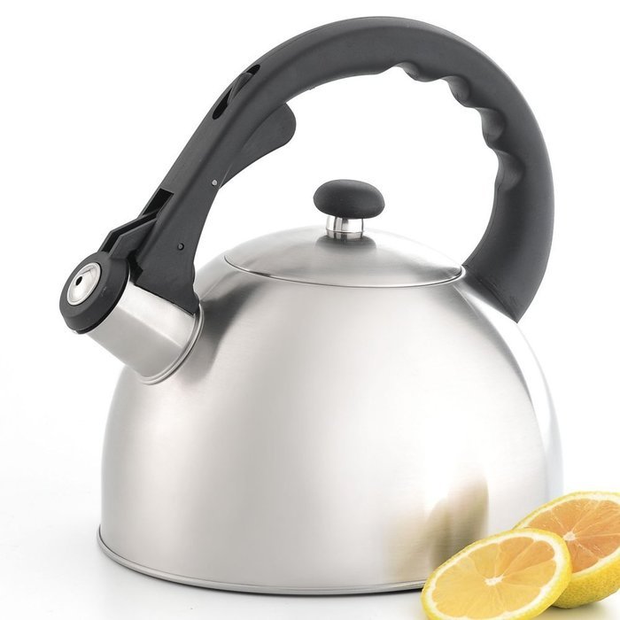 Creative Home Satin Splendor High Quality Stainless Steel 2.8-Quart Whistling Tea Kettle, Chartreuse