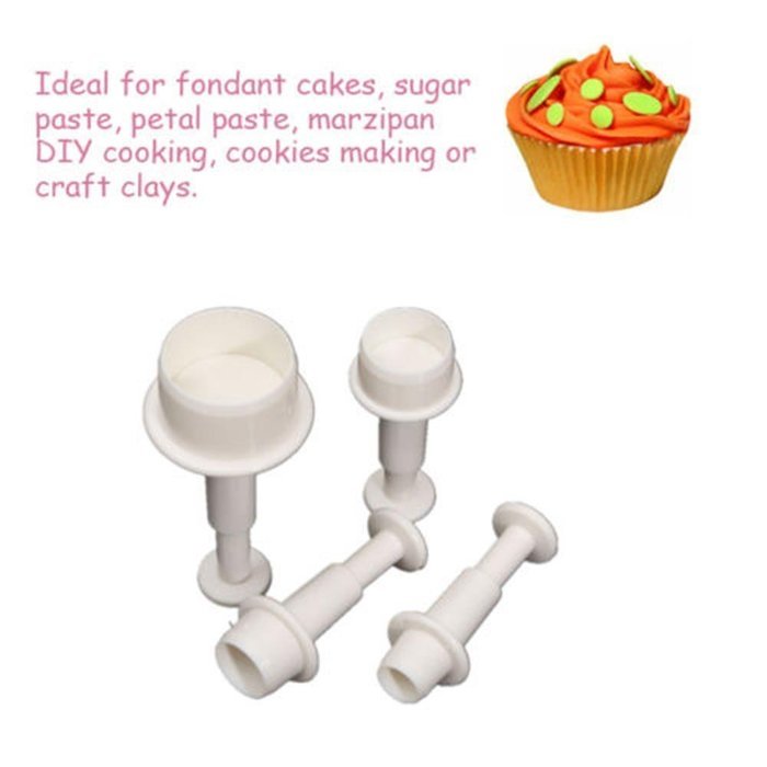 Cake & Cookie Cutters 4PCS Round Shape Cookie Plunger Cutter Fondant Cake Baking Mold N5